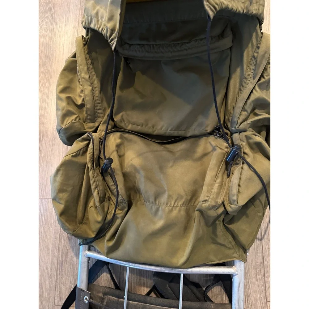 Vintage Kelty External Frame Backpack Olive Green Aluminum Hiking Camping Pack